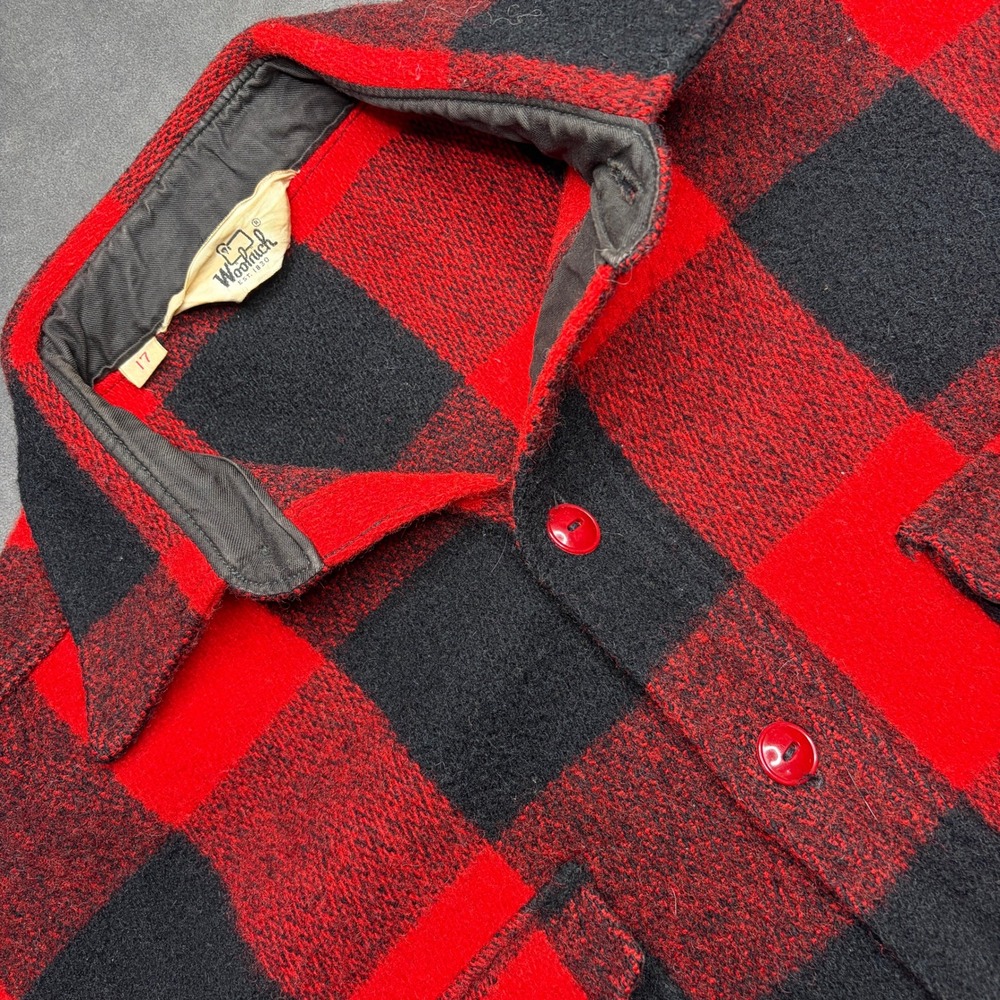 Vtg 70s Woolrich Jacket Buffalo Plaid Wool Hunting Coat Mens L Flannel Shacket